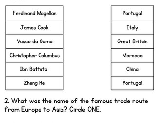 Two KS2 New World Explorers Short Assessment Quiz