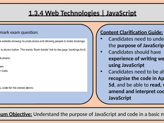 OCR AS/A-Level Computer Science 1.4.3 Web Technologies - JavaScript Scheme of Work