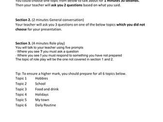 Y8 MEP Hurdle test speaking guidance booklet