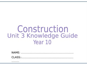 Unit 3 Level 1/2 Knowledge Guide can be adapted to suit skills