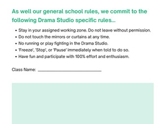 Drama Studio - Class Behaviour Contract