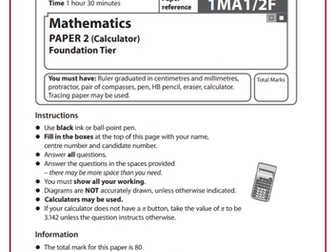 Foundation Edexcel GCSE Predicted Maths Paper 2 - 2024