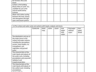 OCR A Level Geography revision checklist