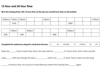 12 Hour and 24 Hour Time Overview