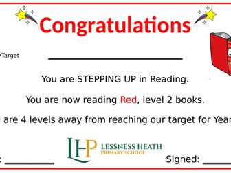 KS1 Reading Certificates for moving up coloured book bands