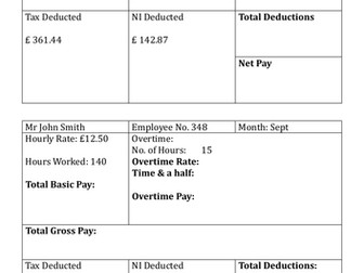 Payslips and earnings for National 4 Applications