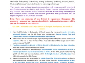 Detroit Distant Place Study (AQA A level Geography  - Changing Places)