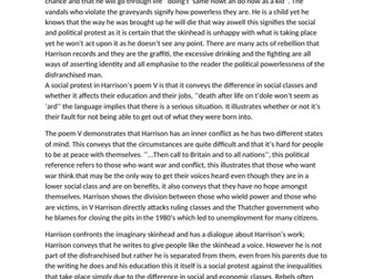Essay on the significance of the elements of social protest in Tony Harrison's poem 'V'.