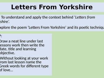 Letters from Yorkshire by Maura Dooley