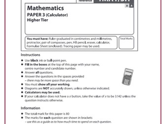 Higher Edexcel GCSE Predicted Maths Paper 3 - 2024