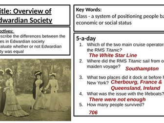 Titanic Enquiry L2: Overview of 20th Century Society