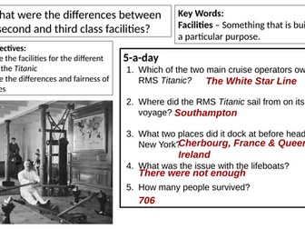 Titanic Enquiry L3: Class facilities