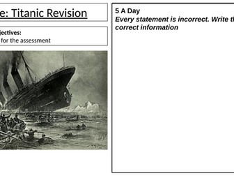 Titanic Enquiry L7-9: Revision, Assessment and Feedback
