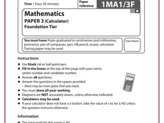Foundation Edexcel GCSE Predicted Maths Paper 3 - 2024