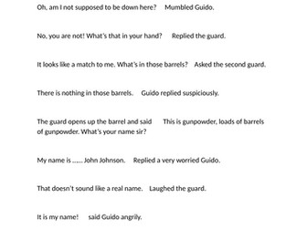 Adding Speech marks sheet