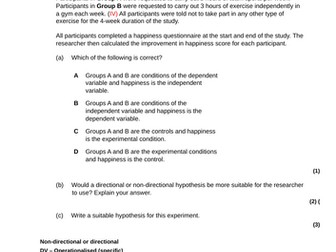 AQA A-level psychology mixed exam questions