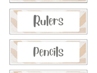 Beige & Gray Classroom Labels