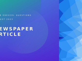 GCSE Edexcel English Language: Newspaper Article Timed Essay PowerPoint