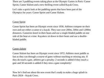 Paris Olympic reading comp Kayak Cross