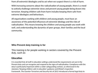 PREVENT DUTY: an overview: vocational exam revision