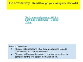 RO33:  the assignment OCR B Cambridge Nationals Health and Social Care