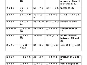 Times Tables test Year 4/5/6