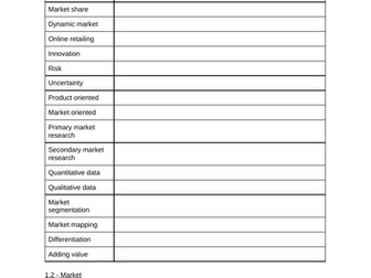 Edexcel A-Level Business Theme 1 Key Terms