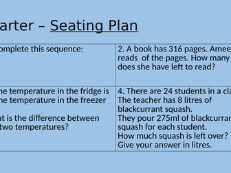 Seating Plan Maths Lesson