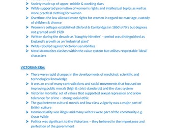 An Ideal Husband - Summary Revision Sheets