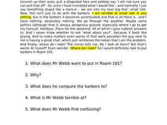 Room 101 speaking and Listening Endorsement
