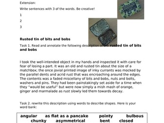 Creative writing: metal box