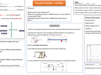 KS3 Forces Revision Mat