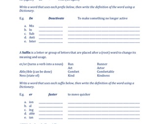 Prefix and Suffix with Worksheets