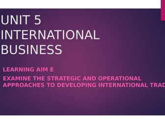 BTEC Business Unit 5 Learning Aim E