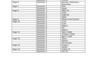 Bricklaying and Maths Workbook (With Answer Sheet)