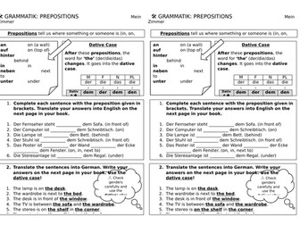 Mein Zimmer: Prepositions with the dative case