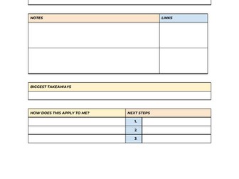 Professional Development Training Note Template