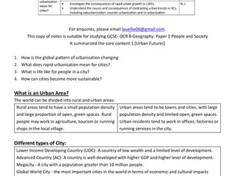 OCR B Geography- Urban Futures