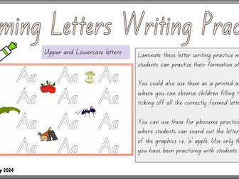 Upper and lowercase Letter writing practice