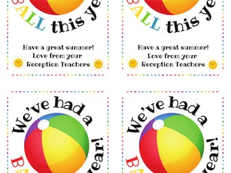 We've Had  A Ball! End of year gift tag - Primary EYFS KS1 KS2