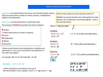 BIDMAS - Maths - Knowledge Organiser