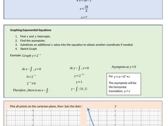 Graphing, Solving and Applications of Exponential Equations Summary