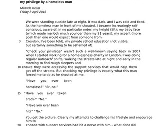 AQA Lang Paper 2 - Homeless
