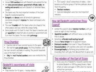 History OCR B The Elizabethans 1580-1603 Knowledge Organiser