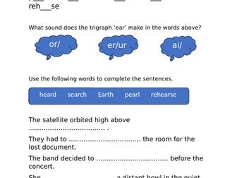 Spelling patterns 'ear', 'as', 'ur'