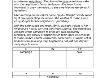 Spelling patterns - revision of 'ai', 'ei', 'ey'
