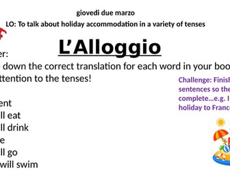 GCSE Italian le vacanze e l'alloggio lesson
