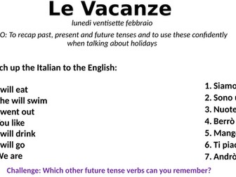 Italian - holidays and future tense