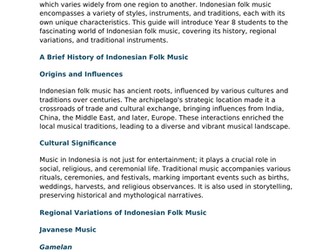 7 Lesson KS3 Folk Music Cover, No IT