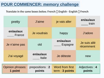 Year 8 - Les vacances revision